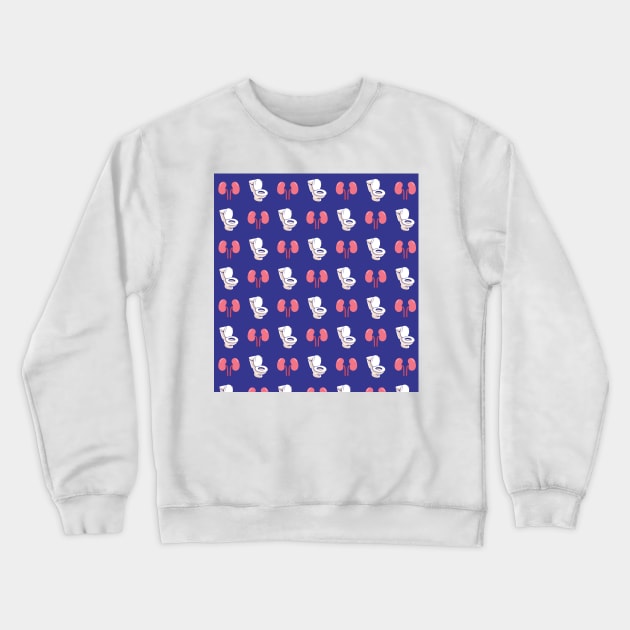 Kidneys & Toilets - Blue Crewneck Sweatshirt by MoonOverPines